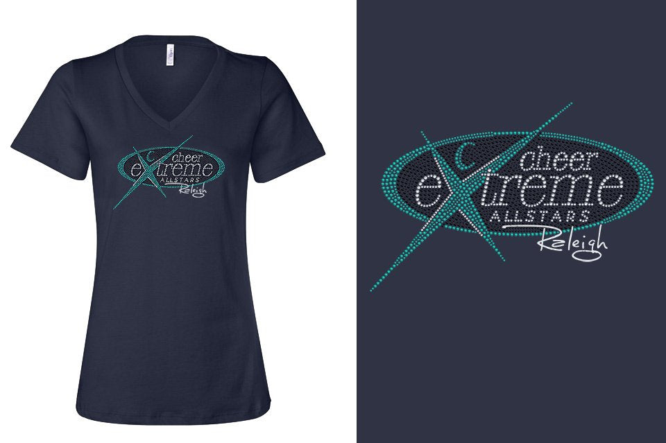 Rhinestones Cheer Extreme Raleigh Women's Relaxed V-Neck