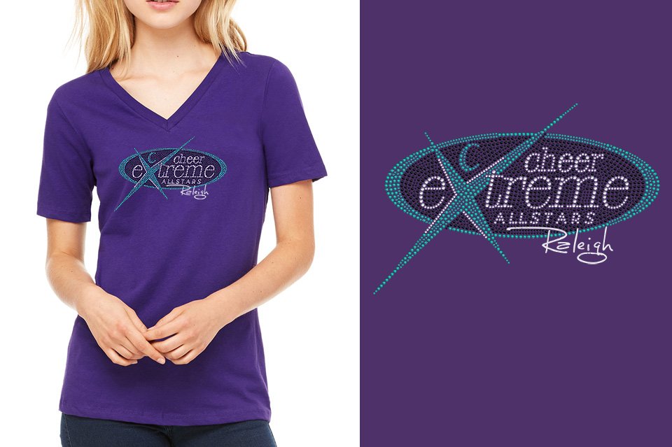 Rhinestones Cheer Extreme Raleigh Women's Relaxed V-Neck