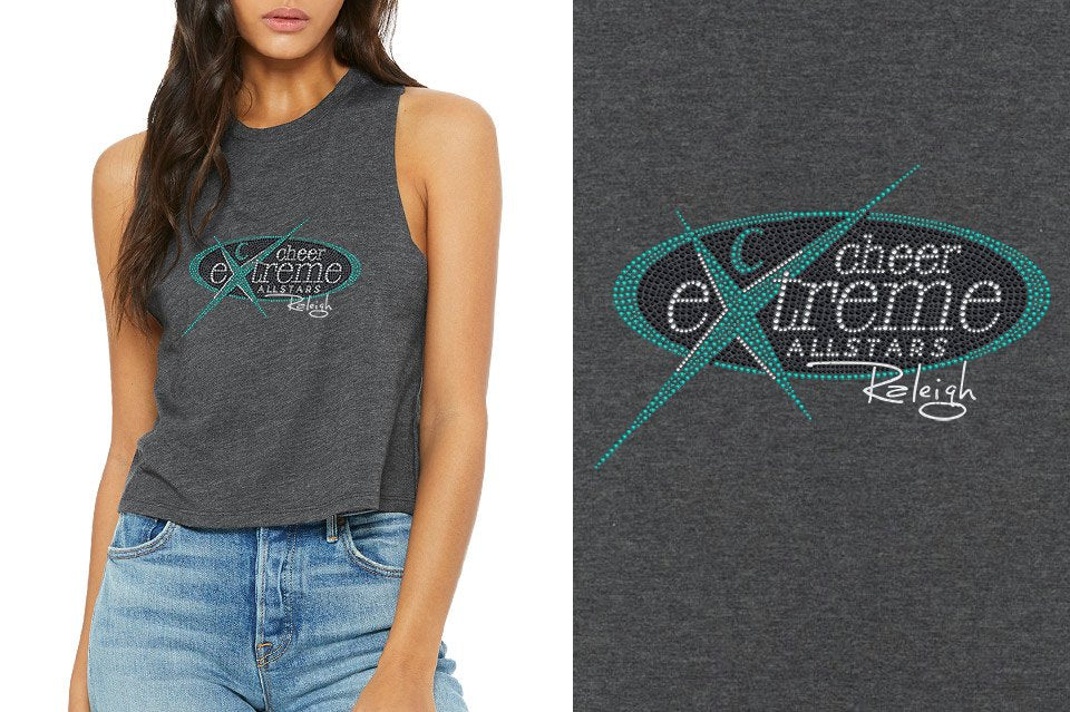 Rhinestones Cheer Extreme Raleigh Women's Racerback Cropped Tank