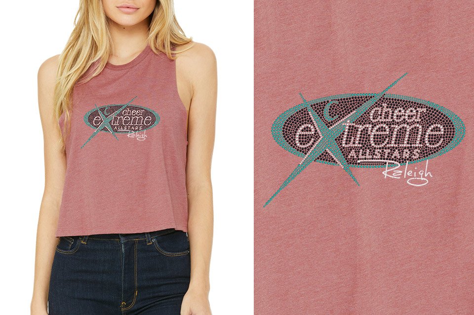 Rhinestones Cheer Extreme Raleigh Women's Racerback Cropped Tank