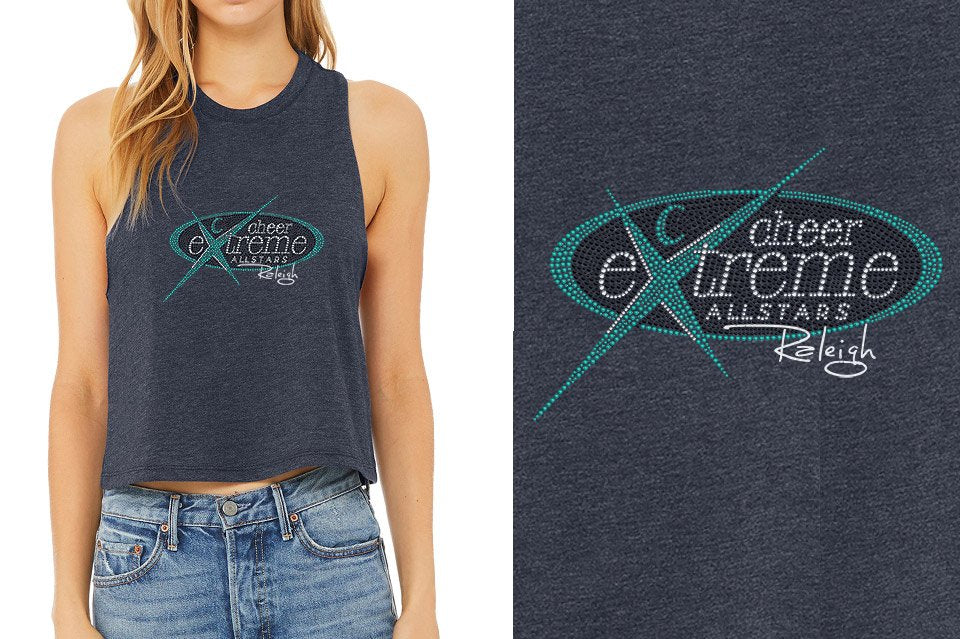 Rhinestones Cheer Extreme Raleigh Women's Racerback Cropped Tank