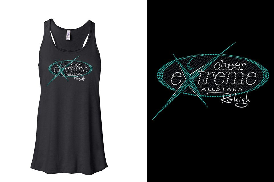 Rhinestones Cheer Extreme Raleigh Youth Flowy Racerback Tank