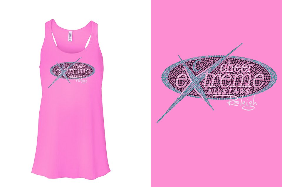 Rhinestones Cheer Extreme Raleigh Youth Flowy Racerback Tank
