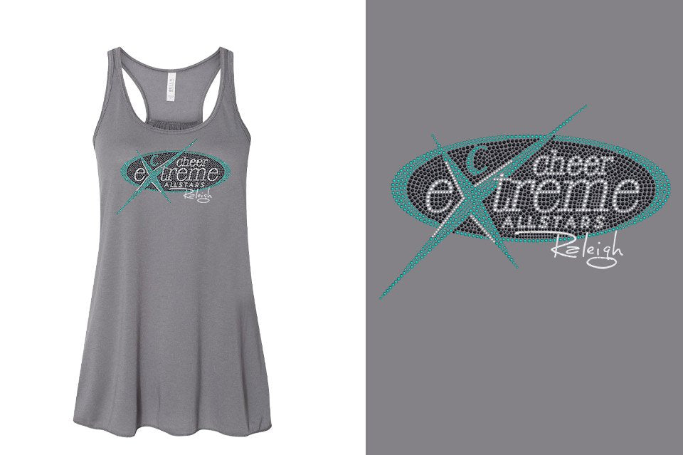 Rhinestones Cheer Extreme Raleigh Youth Flowy Racerback Tank