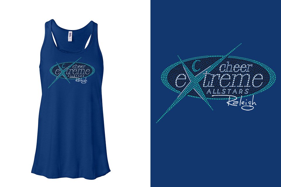 Rhinestones Cheer Extreme Raleigh Youth Flowy Racerback Tank