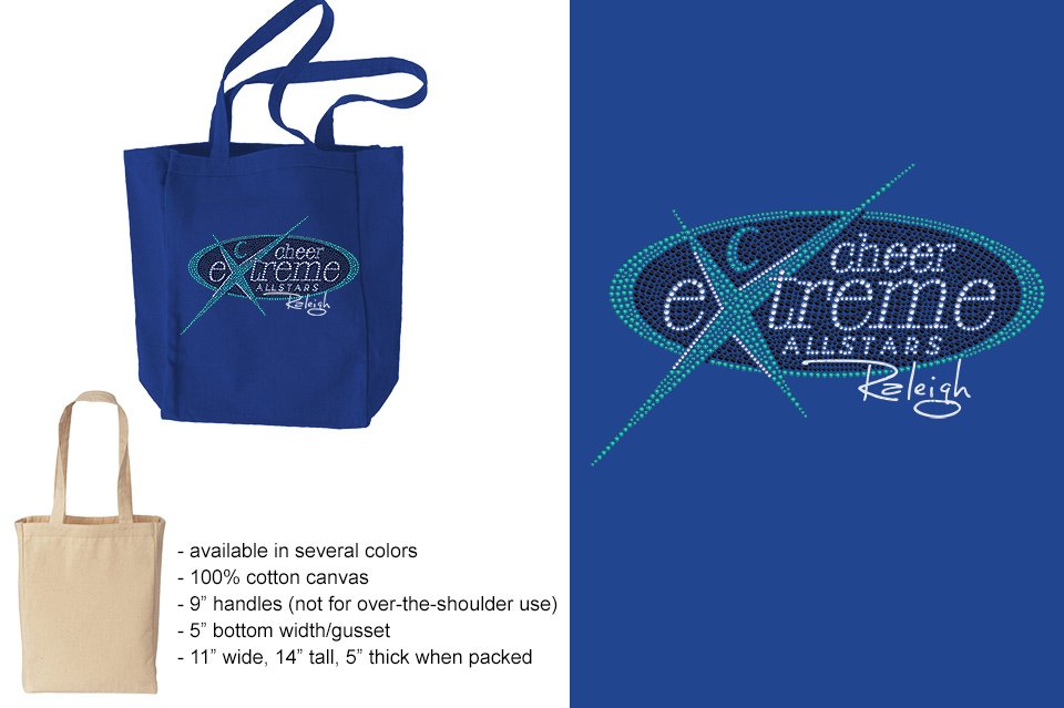 Rhinestones Cheer Extreme Raleigh Canvas Bag