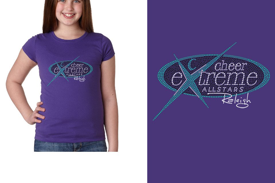Rhinestones Cheer Extreme Raleigh Youth Girls' Princess T-Shirt