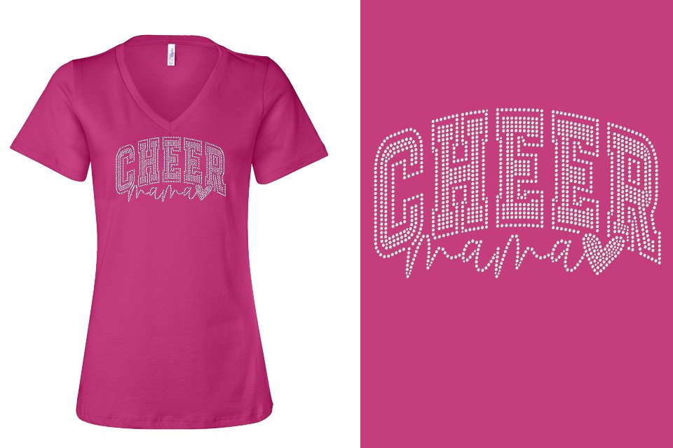 Rhinestones Cheer Extreme Raleigh Cheer Mama Women's Relaxed V-Neck