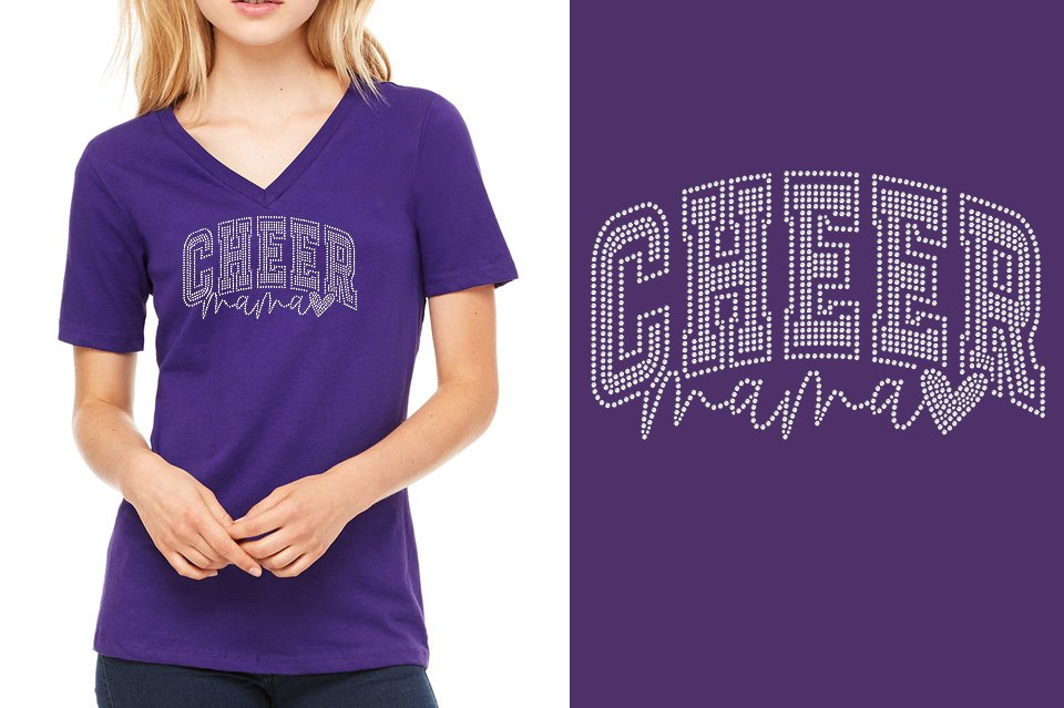 Rhinestones Cheer Extreme Raleigh Cheer Mama Women's Relaxed V-Neck
