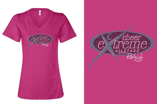 Rhinestones Cheer Extreme Raleigh Women's Relaxed V-Neck