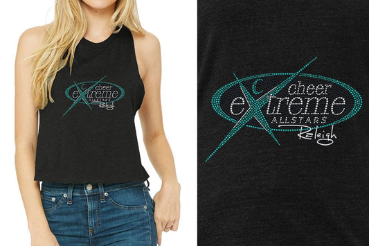 Rhinestones Cheer Extreme Raleigh Women's Racerback Cropped Tank