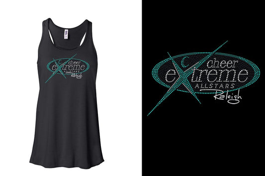 Rhinestones Cheer Extreme Raleigh Youth Flowy Racerback Tank