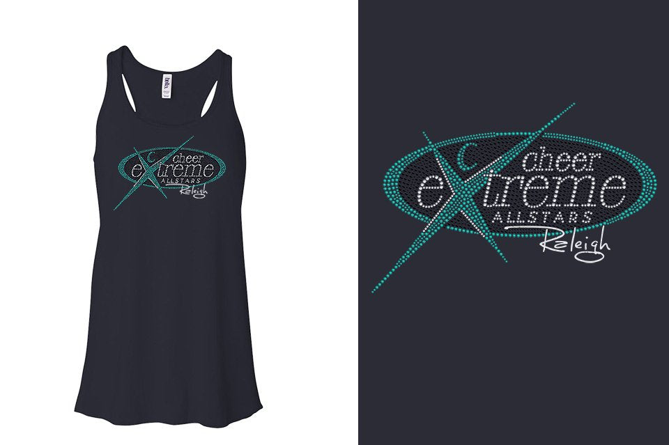 Rhinestones Cheer Extreme Raleigh Youth Flowy Racerback Tank