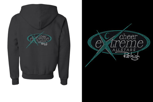 Rhinestones Cheer Extreme Raleigh Youth Unisex Zip Hoodie